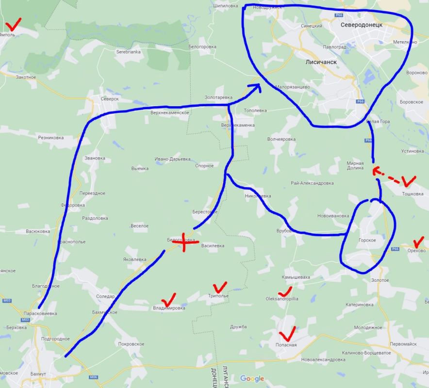 Сообщают, что наши войска взяли Белогоровку на трассе Артемовск-Лисичанск, а также расположенное рядом с Белогоровкой село Нагорное