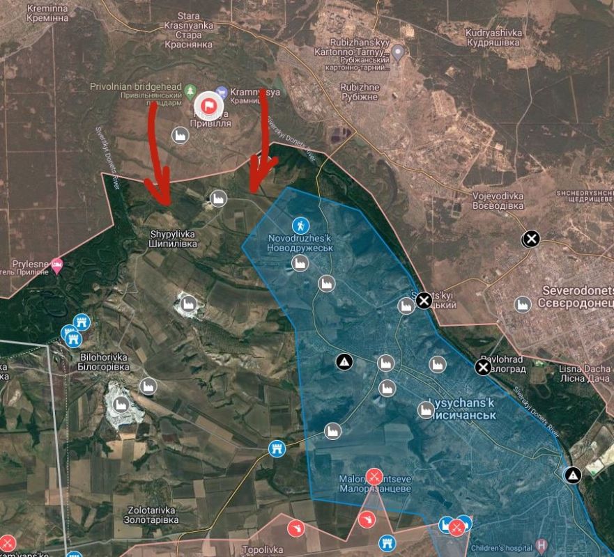 Силы РФ и их союзники взяли под свой контроль Привилль (Приволье), успешно переправившись вчера через реку Северский Донец! Переправа была по понтонному мосту