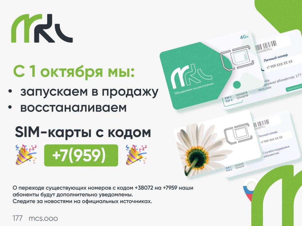 � 1 ������� ��:. - ��������� ������� SIM-���� � ����� +7(959)