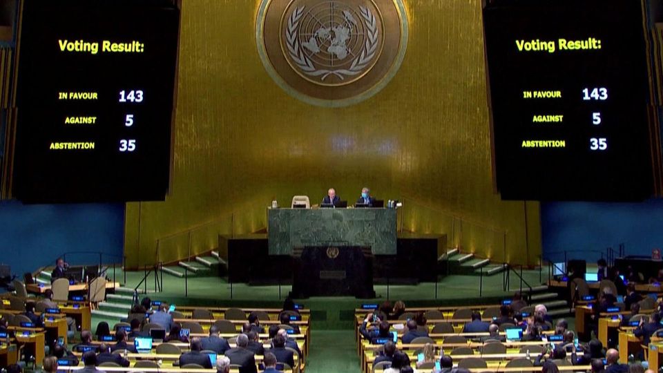 Генассамблея ООН приняла антироссийскую резолюцию, не признающую референдумы в ДНР, ЛНР, Запорожской и Херсонской областях