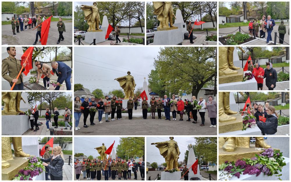 Торжественная церемония возложения цветов в честь празднования Дня Великой Победы в пгт Новодарьевка