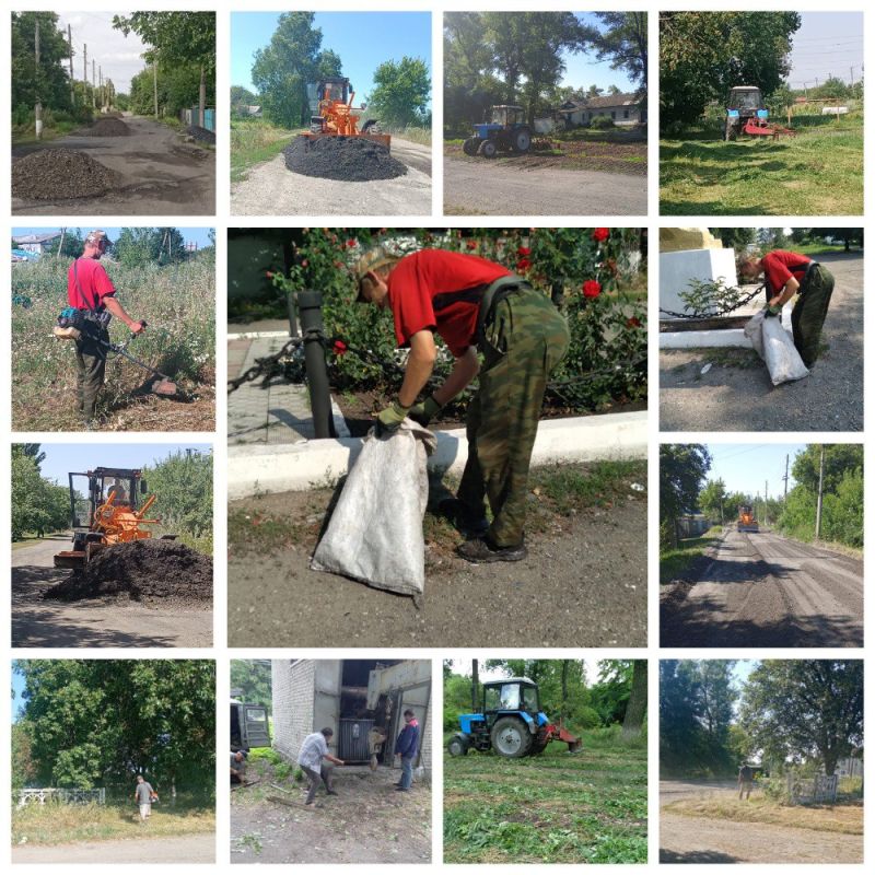 В пгт Новодарьевка ведутся работы по благоустройству территории