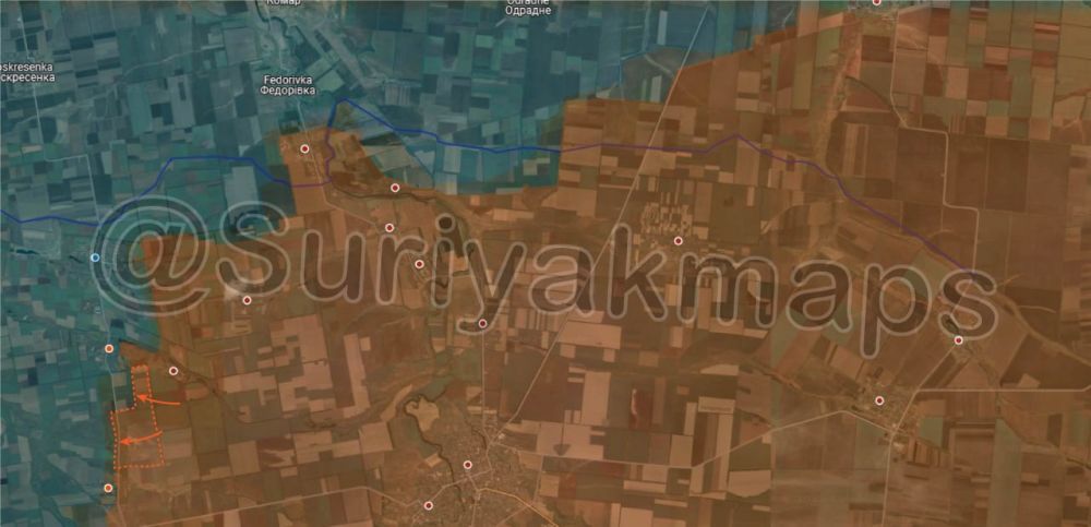 Зоны контроля и продвижения ВС РФ на участках фронта :