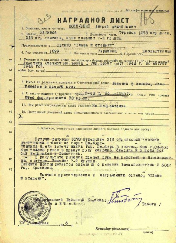 Поддубный Андрей Михайлович — герой моей семьи!