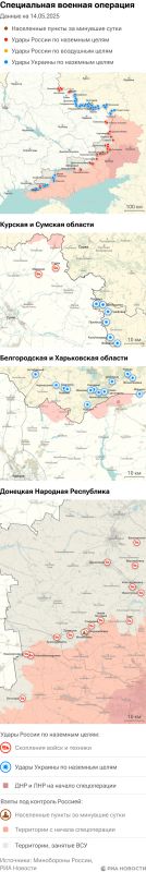 Карта спецоперации Вооруженных сил России на Украине на 14.05.2025