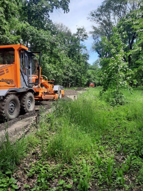 Андрей Рубанцов: Сегодня коммунальщиками велись работы по выравниванию грунтовой автомобильной дороги в городском парке