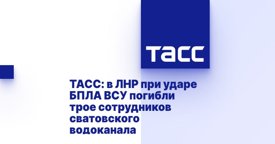 ТАСС: в ЛНР при ударе БПЛА ВСУ погибли трое сотрудников сватовского водоканала