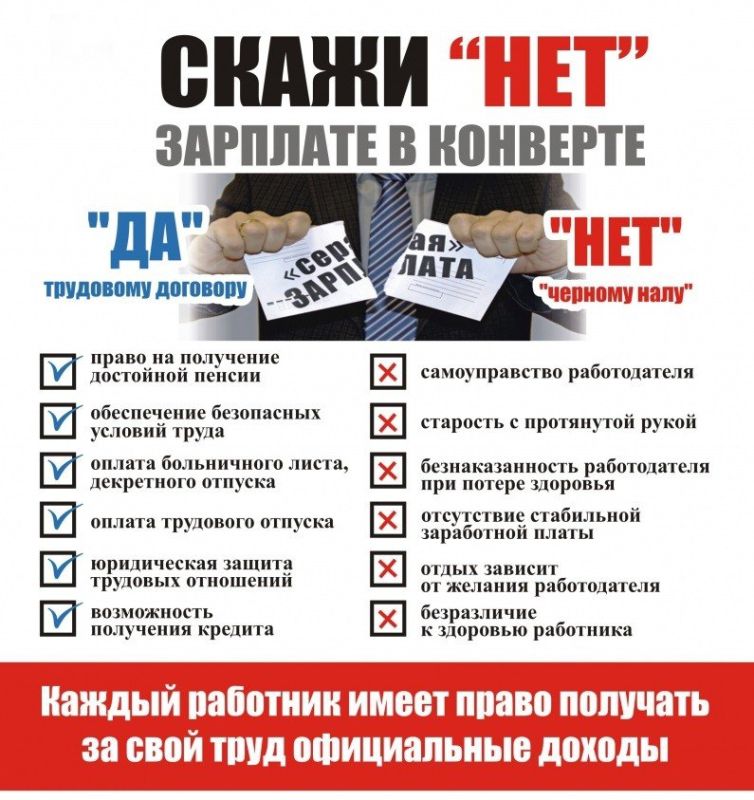 Памятка работодателям и работникам по легализации трудовых отношений и негативных последствиях неформальной занятости!