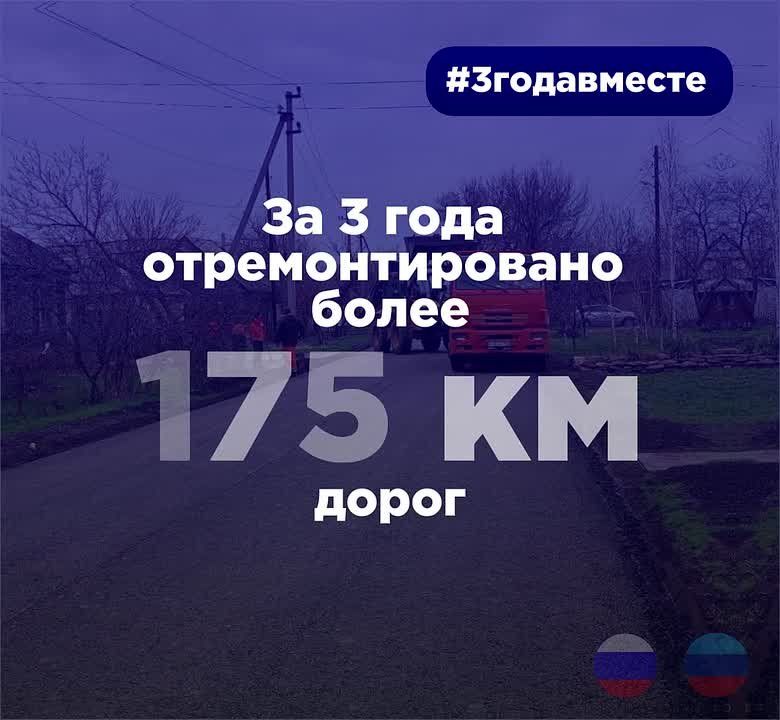 За #3годавместе С РОССИЕЙ в Лутугинском муниципальном округе реализовано масштабное обновление дорожной инфраструктуры