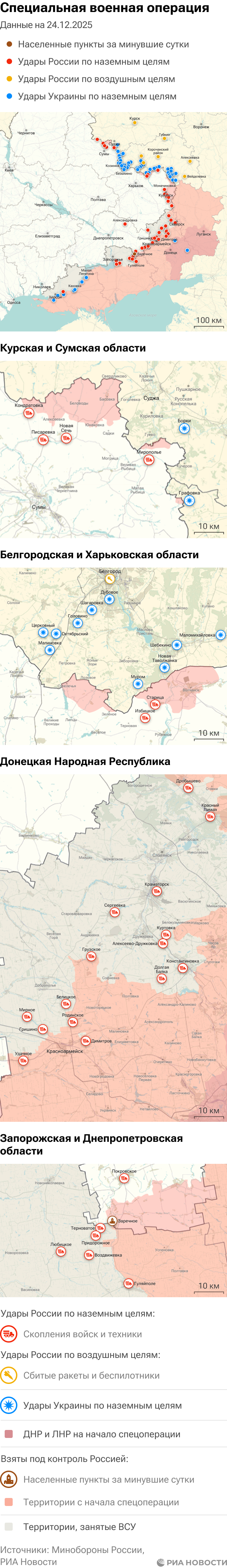 Карта спецоперации Вооруженных сил России на Украине на 24.12.2025