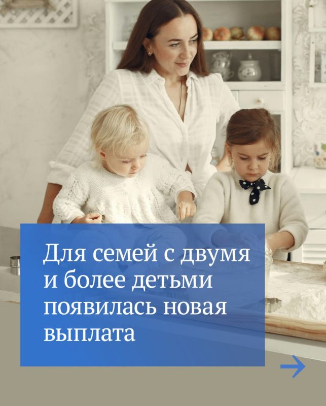 Семьям с двумя и более детьми полагается новая выплата из средств Соцфонда