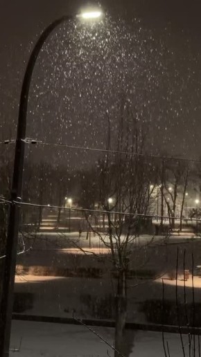 Луганск заметает: на город сыпятся огромные снежные хлопья