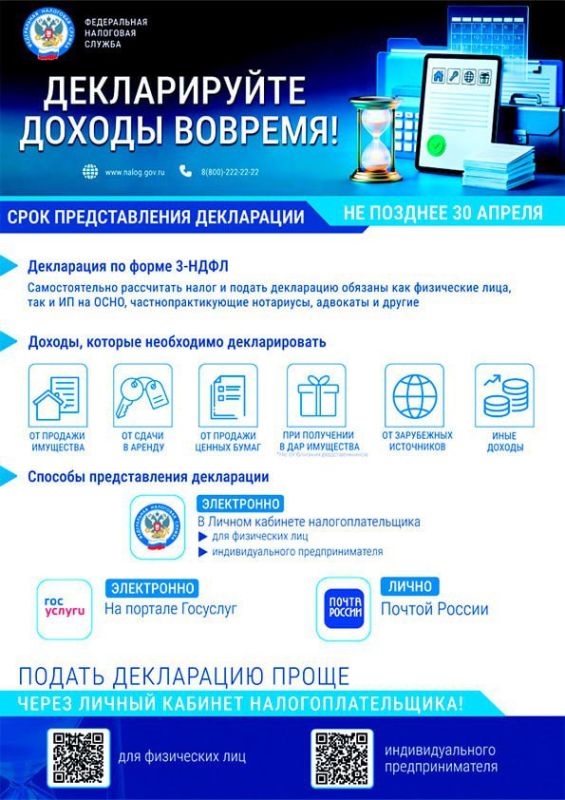 Налоговые органы Луганской народной Республики напоминают о необходимости декларирования доходов, полученных в 2025 году