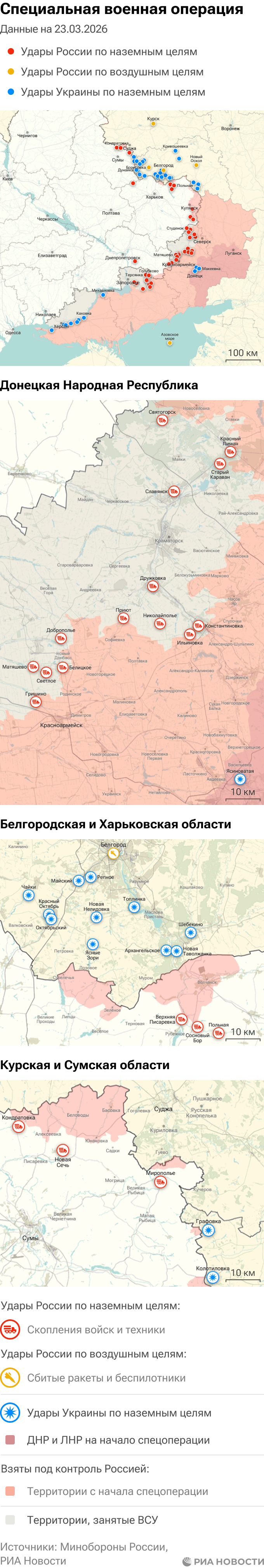 Карта спецоперации Вооруженных сил России на Украине на 23.03.2026