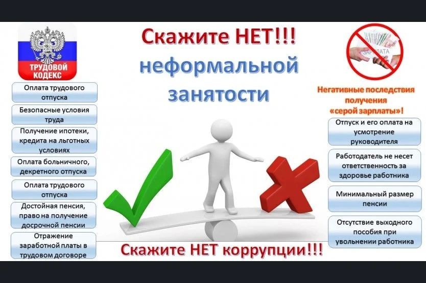 ПАМЯТКА. Нелегальная занятость, так называемая «зарплата в конверте» влечёт неблагоприятные последствия, как для работника, так и для работодателя