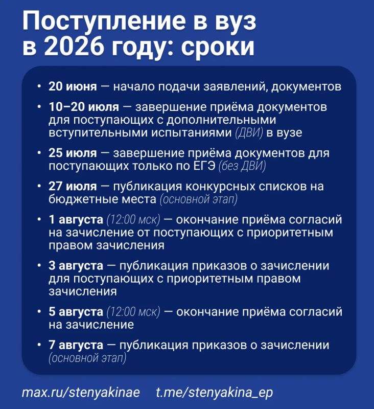 Константин Бутримов: Абитуриентам вузов: важные даты