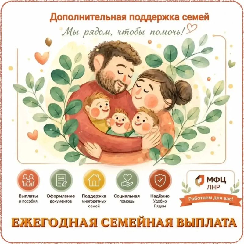 С июня МФЦ ЛНР принимает заявления на оформление ежегодной семейной выплаты