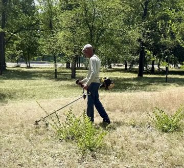 Сотрудники МУП «ДЭП города Рубежное» регулярно проводят работы по благоустройству городской территории