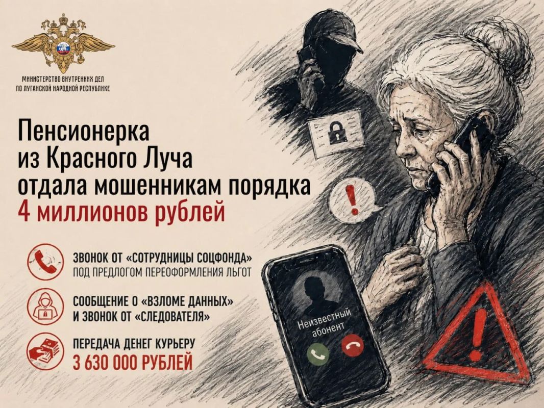 Пенсионерка из Красного Луча отдала мошенникам порядка 4 миллионов рублей