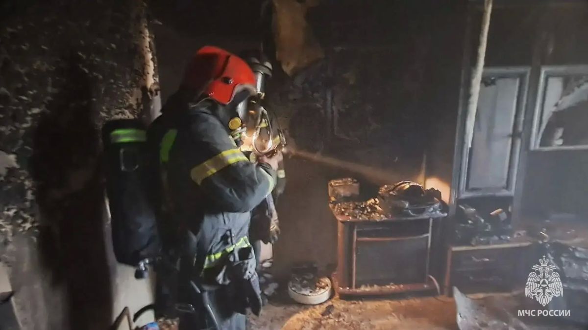 В ЛУТУГИНО СПАСАТЕЛИ МЧС РОССИИ СПАСЛИ НА ПОЖАРЕ МУЖЧИНУ