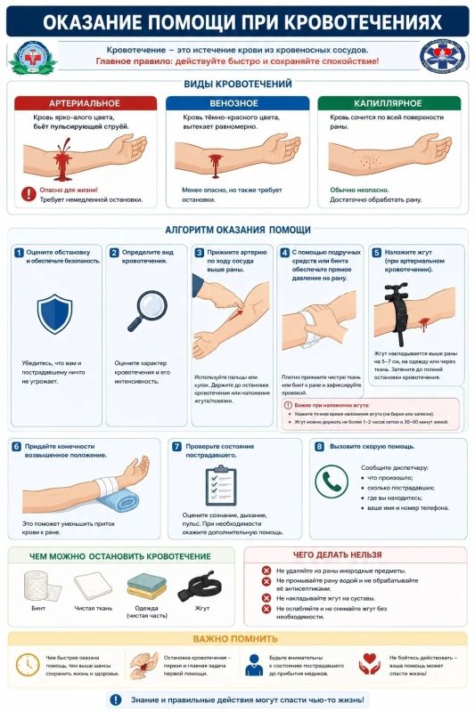 ПЕРВАЯ ПОМОЩЬ ПРИ КРОВОТЕЧЕНИЯХ