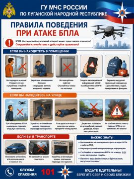 ГУ МЧС России по ЛНР напоминает правила поведения при атаке БПЛА: