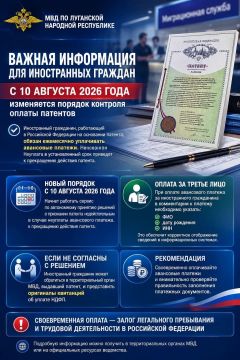 МВД по Луганской Народной Республике напоминает: с 10 августа изменится порядок оплаты патентов!