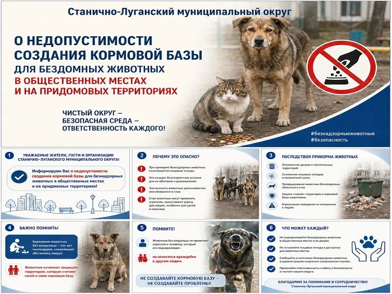 О недопустимости создания кормовой базы для бездомных животных в общественных местах и на придомовых территориях