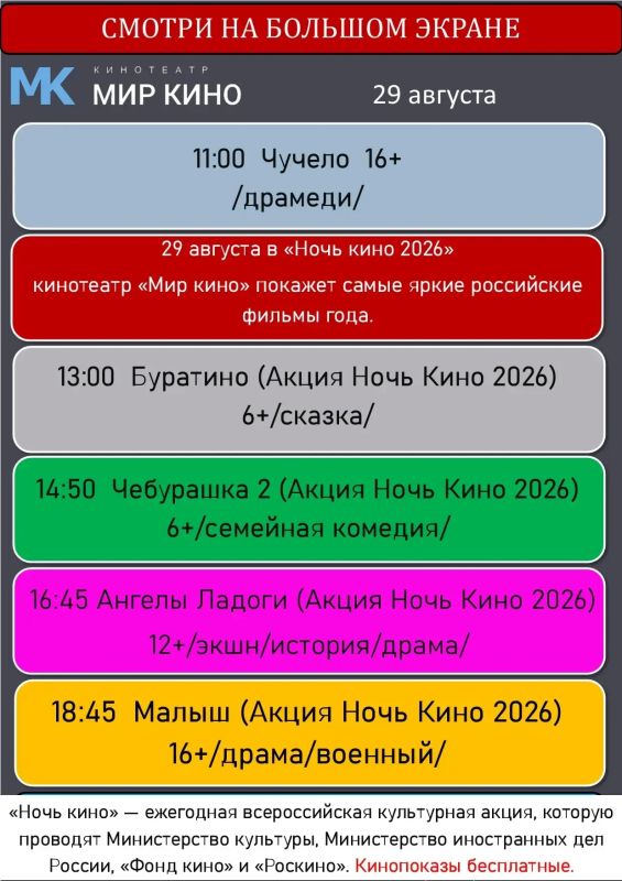 Когда пройдет «Ночь кино 2026»