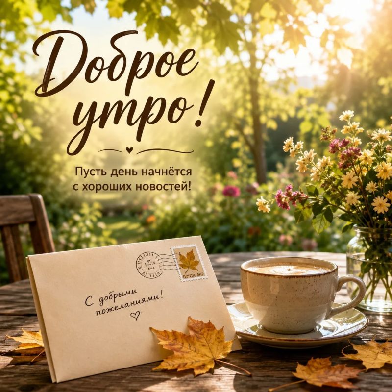 Пусть это осеннее утро подарит вам тепло, улыбки и хорошее настроение! Желаем чудесного дня и побольше приятных моментов!
