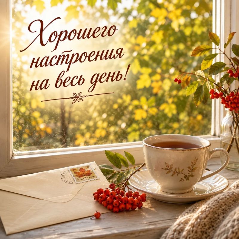 Доброе утро! Пусть этот осенний день принесёт приятные новости, тёплые встречи и хорошее настроение