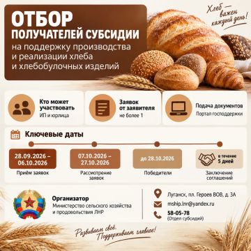 Субсидии на поддержку производства и реализации хлеба и хлебобулочных изделий