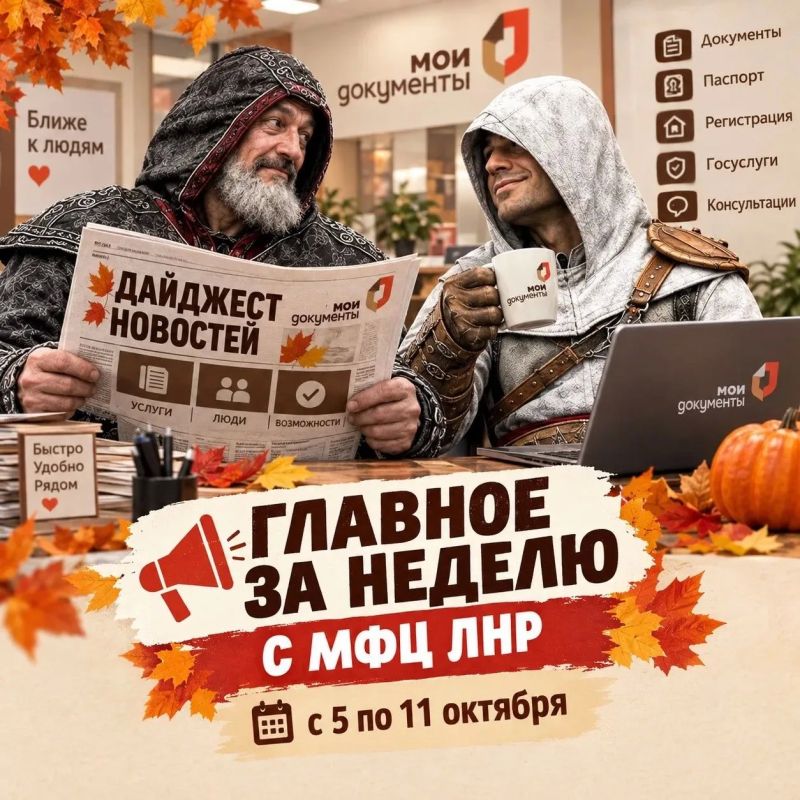 Начало октября осчастливило жителей республики тёплой осенней погодой, а чем на прошлой неделе радовало МФЦ ЛНР своих заявителей — читайте ниже