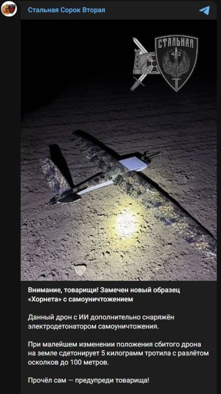 По профильным каналам распространяют предупреждение о «Новых Хорнетах» с системой самоуничтожения