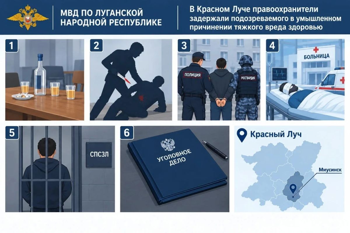 В Красном Луче распитие спиртных напитков для одного из мужчин закончилось ножевыми ранениями, для другого – задержанием