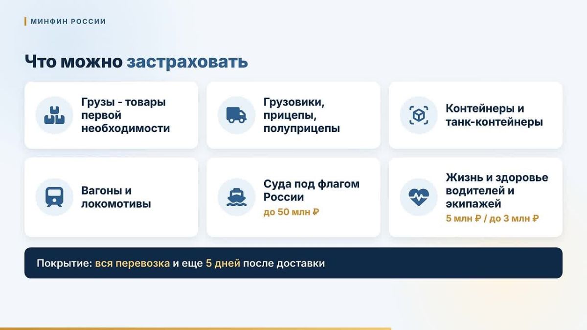 Страхование военных рисков при грузоперевозках с господдержкой
