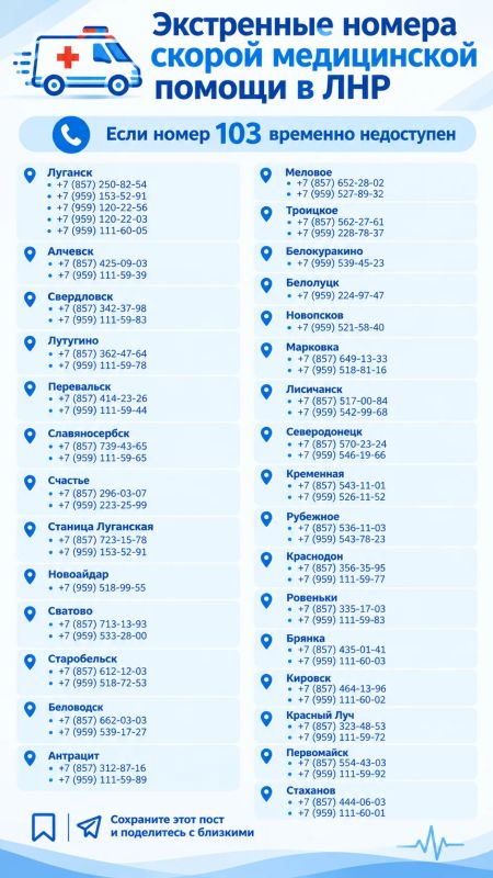 Если 103 временно недоступен — сохраните альтернативные номера скорой медицинской помощи