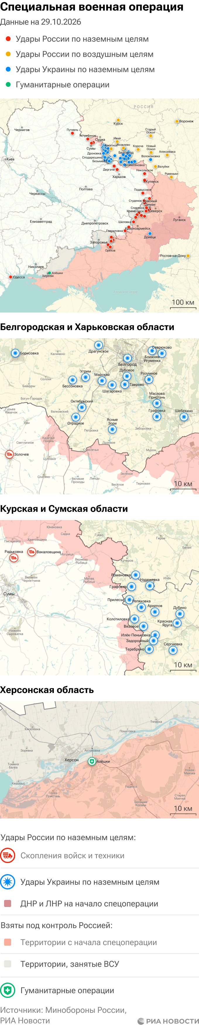 Карта спецоперации Вооруженных сил России на Украине на 29.10.2026