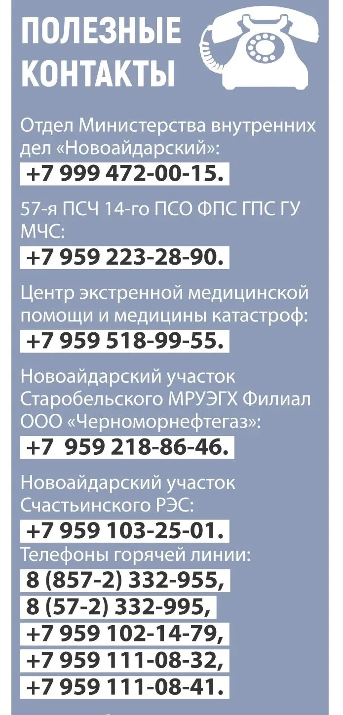 Номера телефонов экстренных служб Новоайдарского муниципального округа